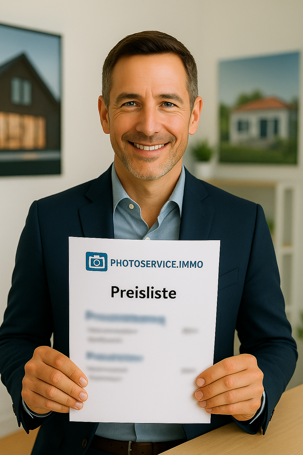 junger Makler liest eine Preisliste